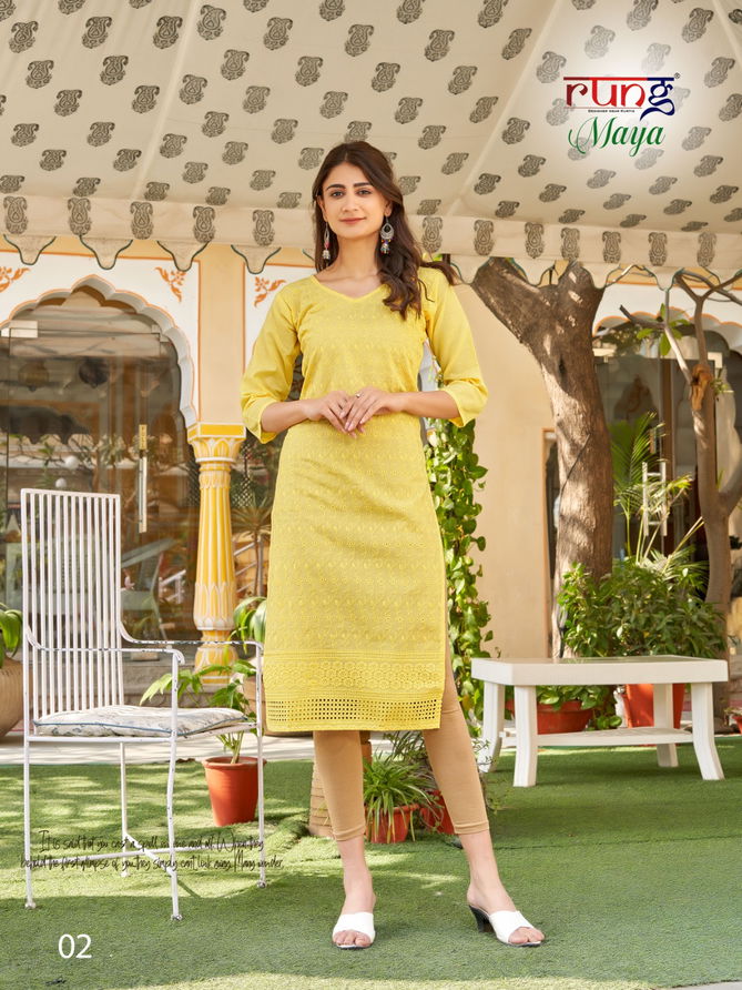 Maya By Rung Heavy Chiken Cotton Kurtis Wholesale Market In Surat